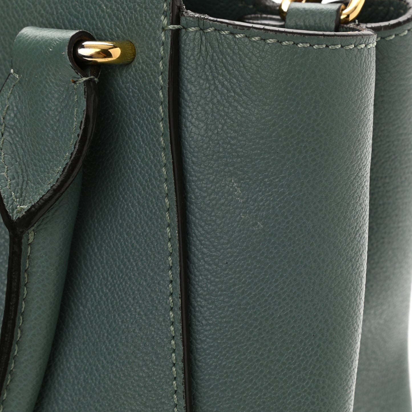 Soft Grain Calfskin Medium Buckle Tote Celadon Blue
