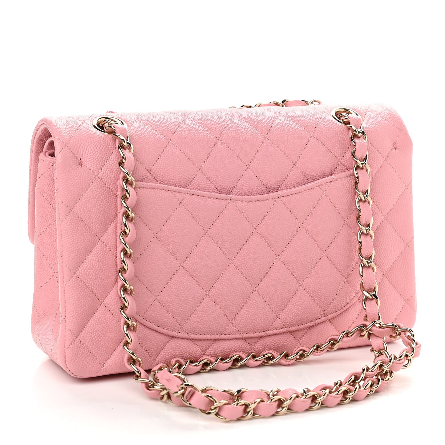 Caviar Quilted Small Double Flap Pink