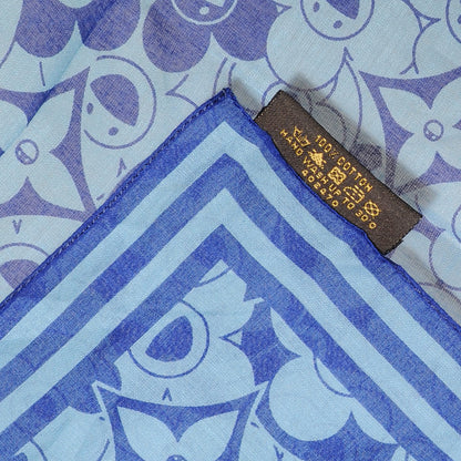 Louis Vuitton Cotton Cosmic Blossom Bandana Blue 6 of 6