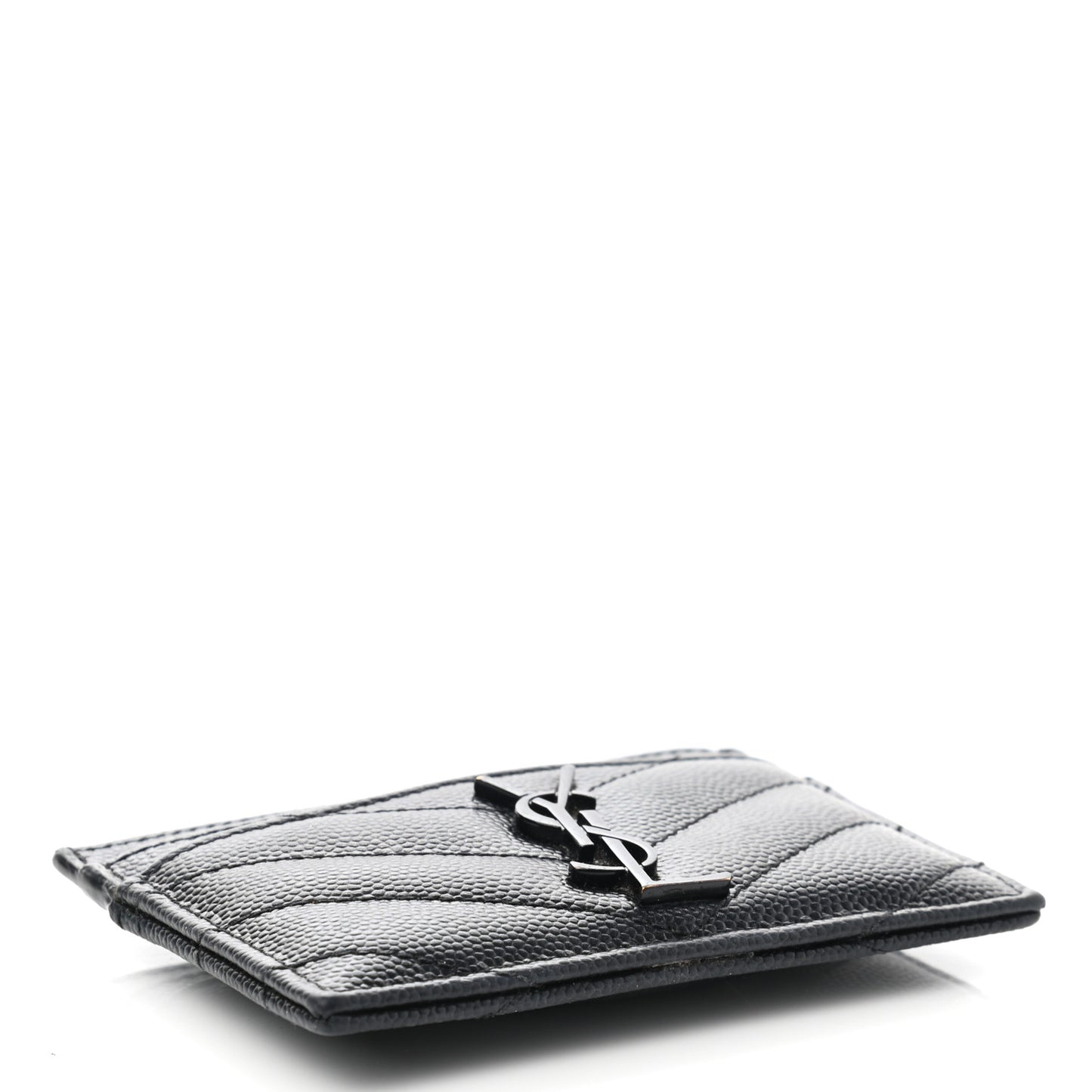 Grain De Poudre Matelasse Chevron Monogram Credit Card Case Black