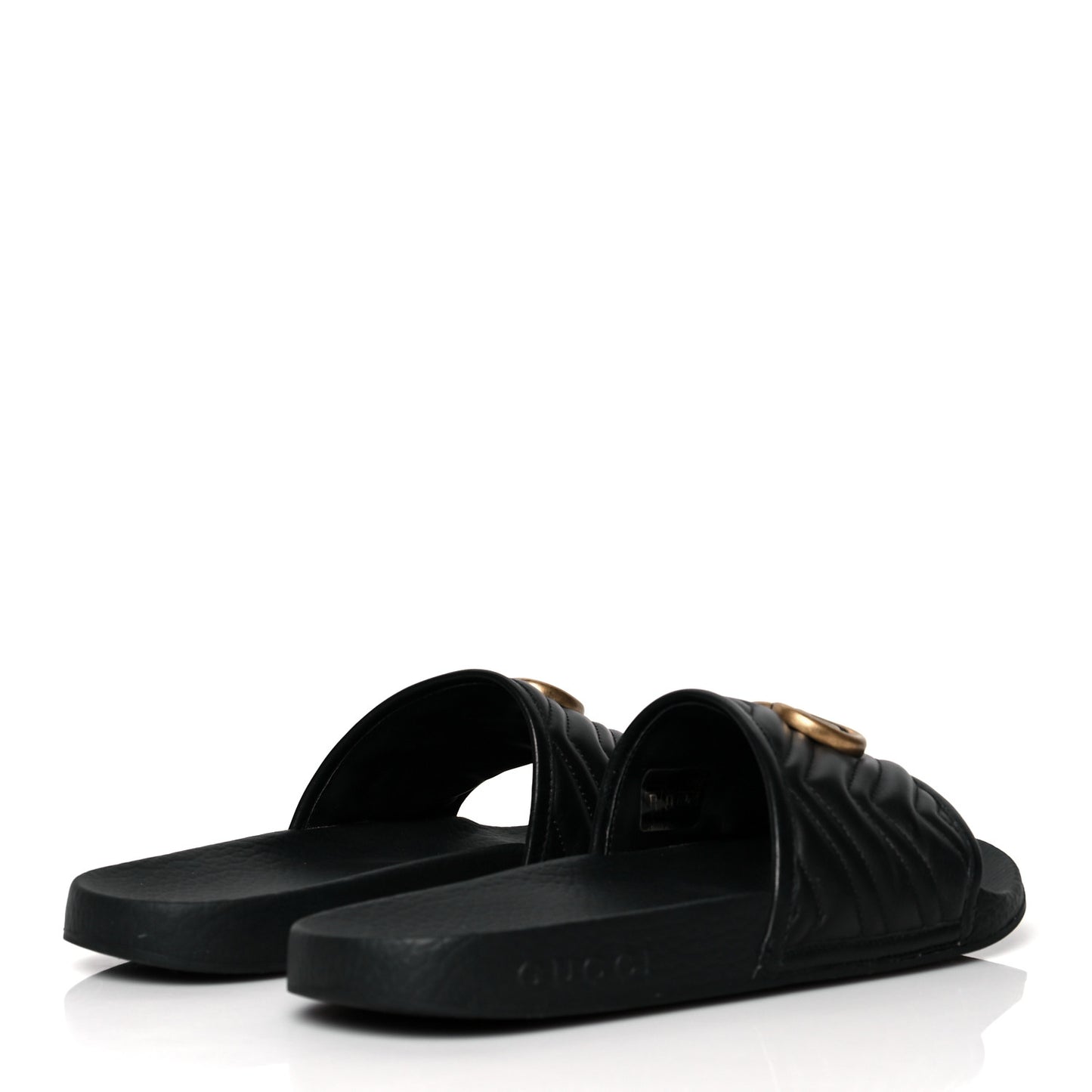Nappa Matelasse Rubber Mens GG Marmont Slide Sandals 38 Black