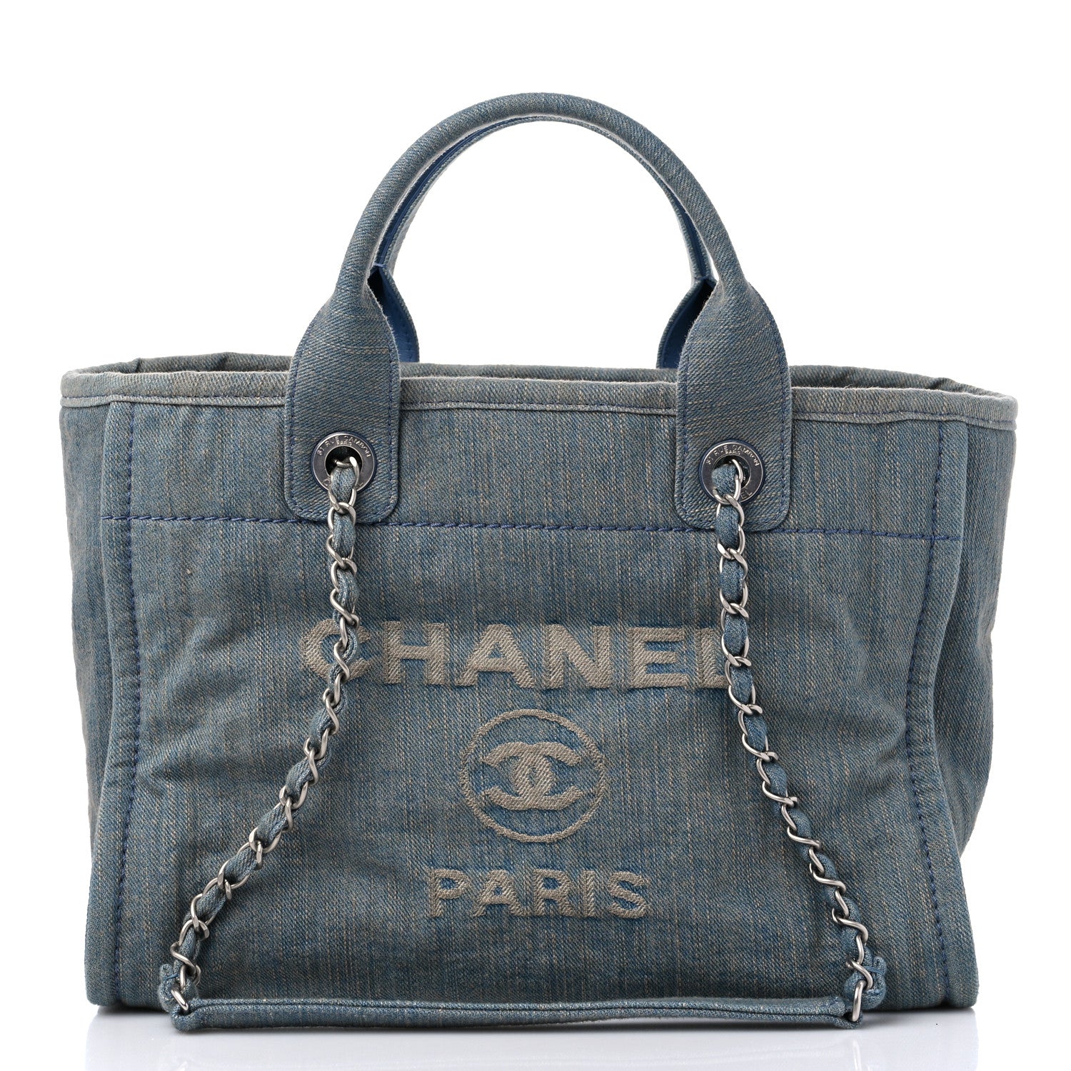 Chanel Denim Small Deauville Tote Light Blue 3 of 12