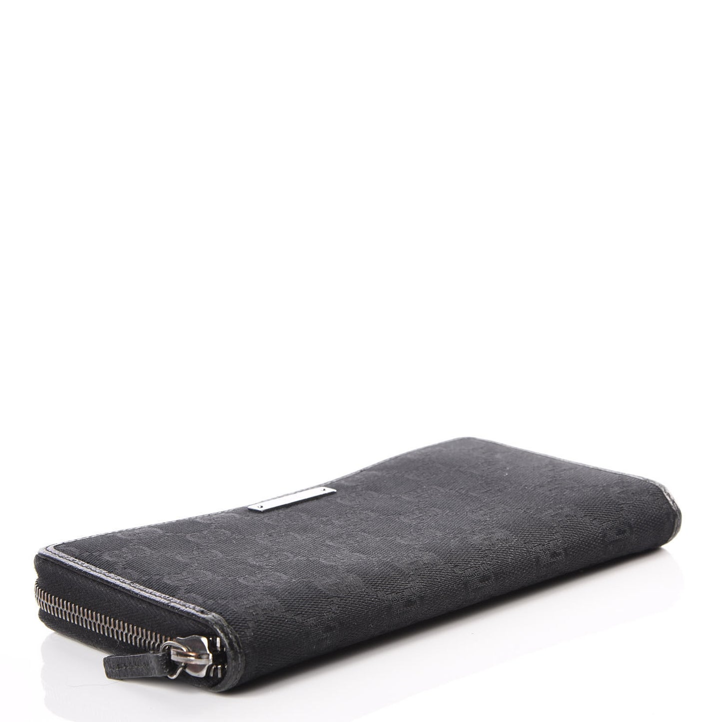 Monogram Metal Bar Zip Around Wallet Black