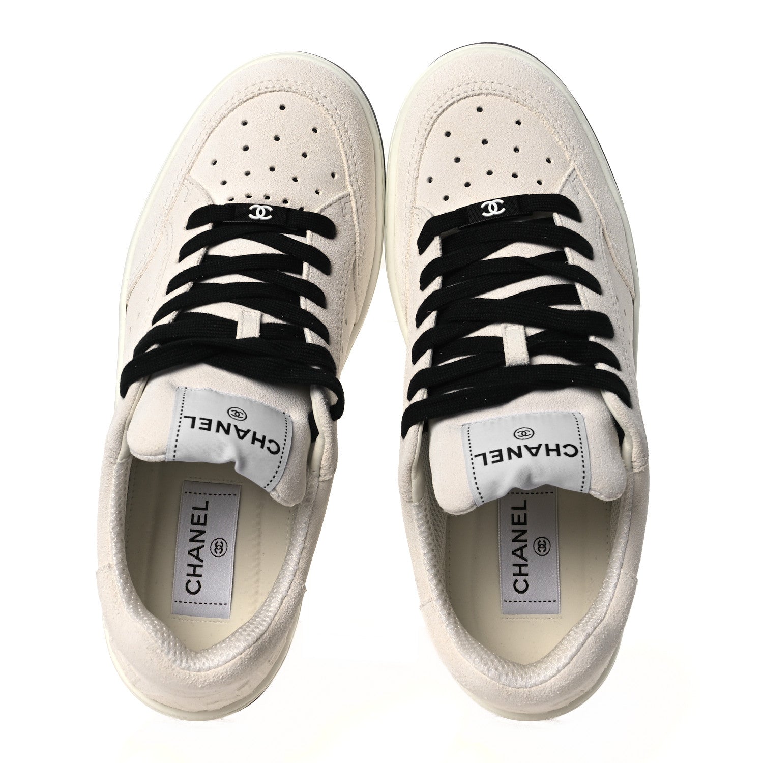 Chanel Suede Calfskin Logo Sneakers 40 Black White 2 of 11