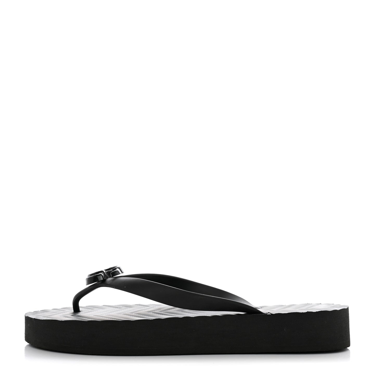 Rubber Chevron Womens GG Thong Sandals 40 Black