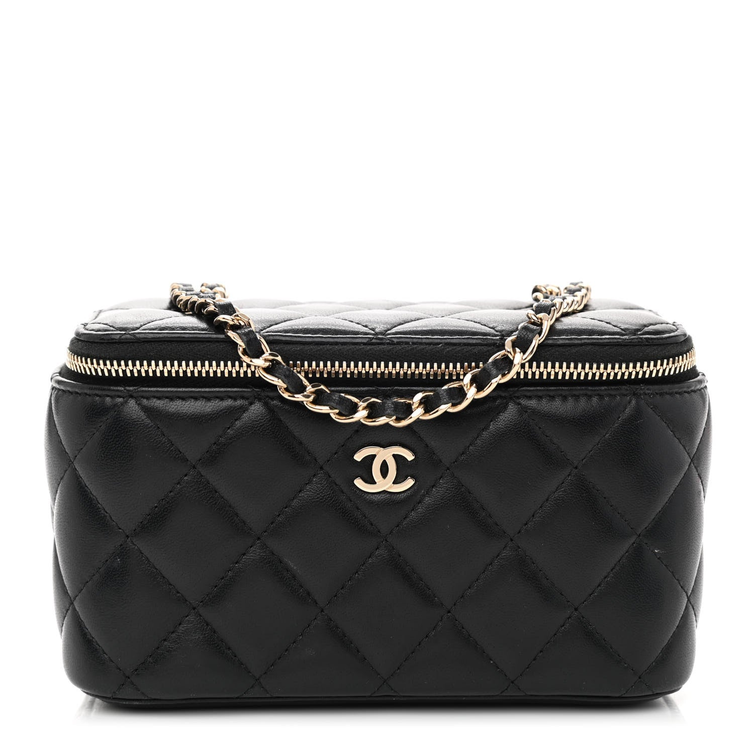 Chanel Lambskin Quilted Small Vanity Case With Chain Black 1 of 11