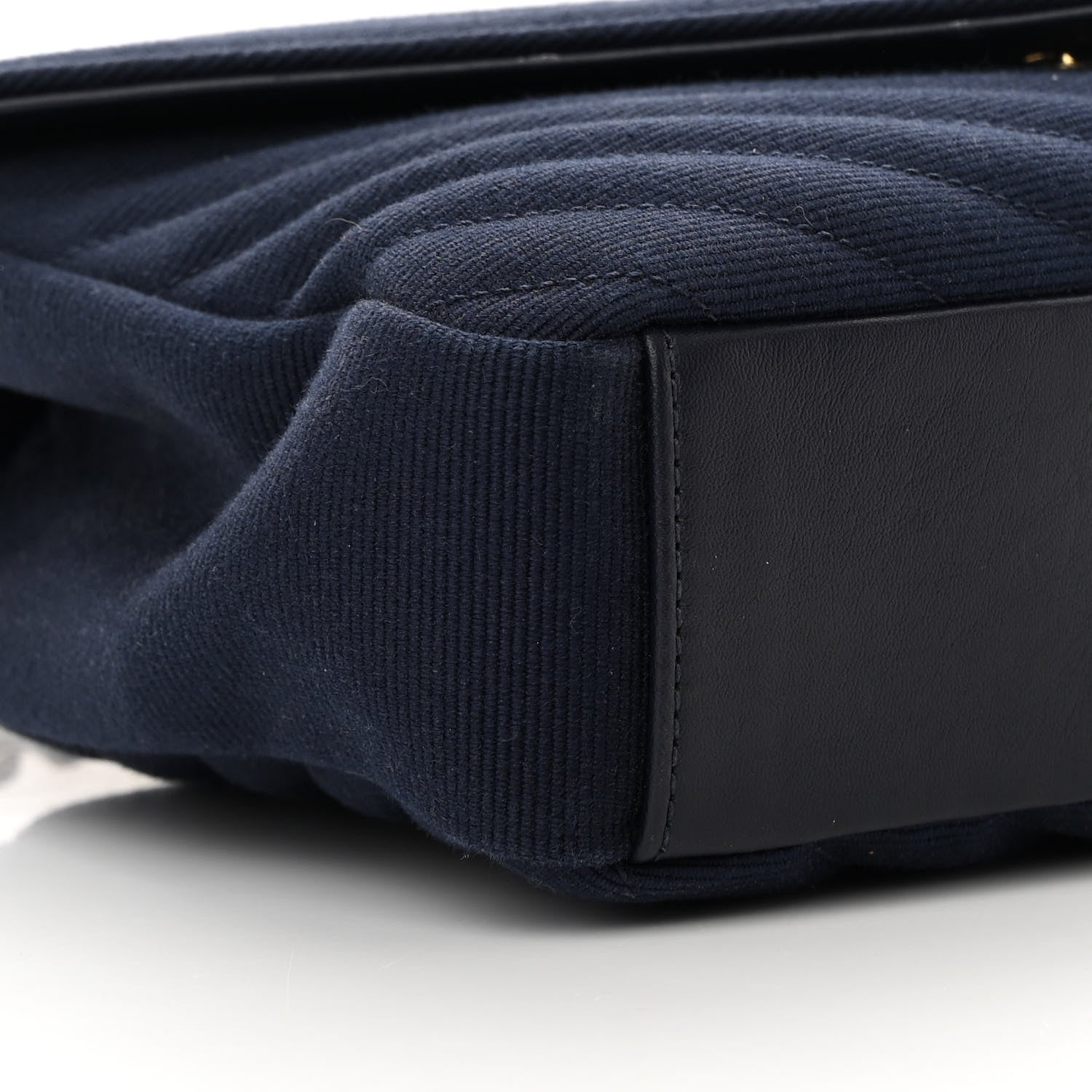 Saint Laurent Cotton Canvas Matelasse Chevron Monogram Medium College Bag Deeply Blue 9 of 14