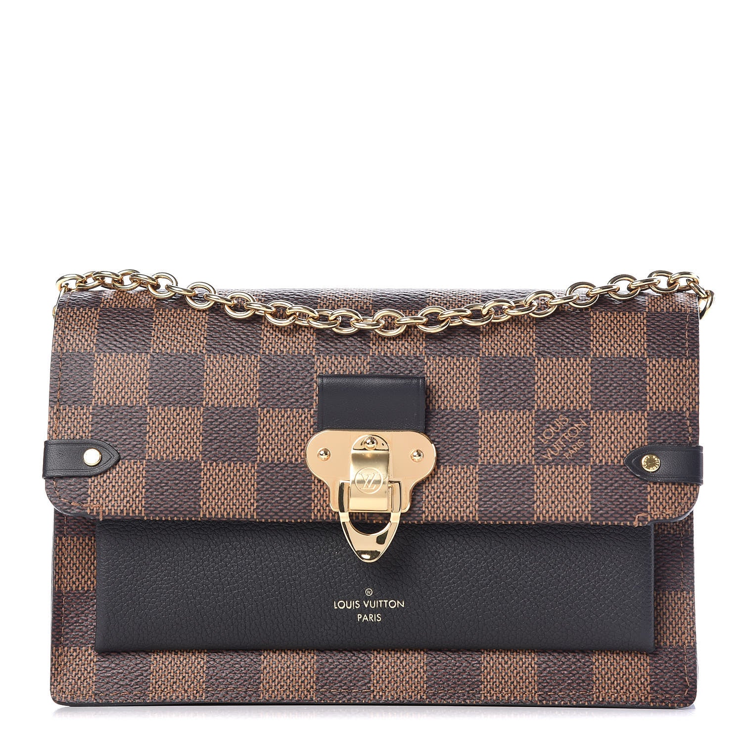 Louis Vuitton Damier Ebene Vavin Chain Wallet Black 1 of 10