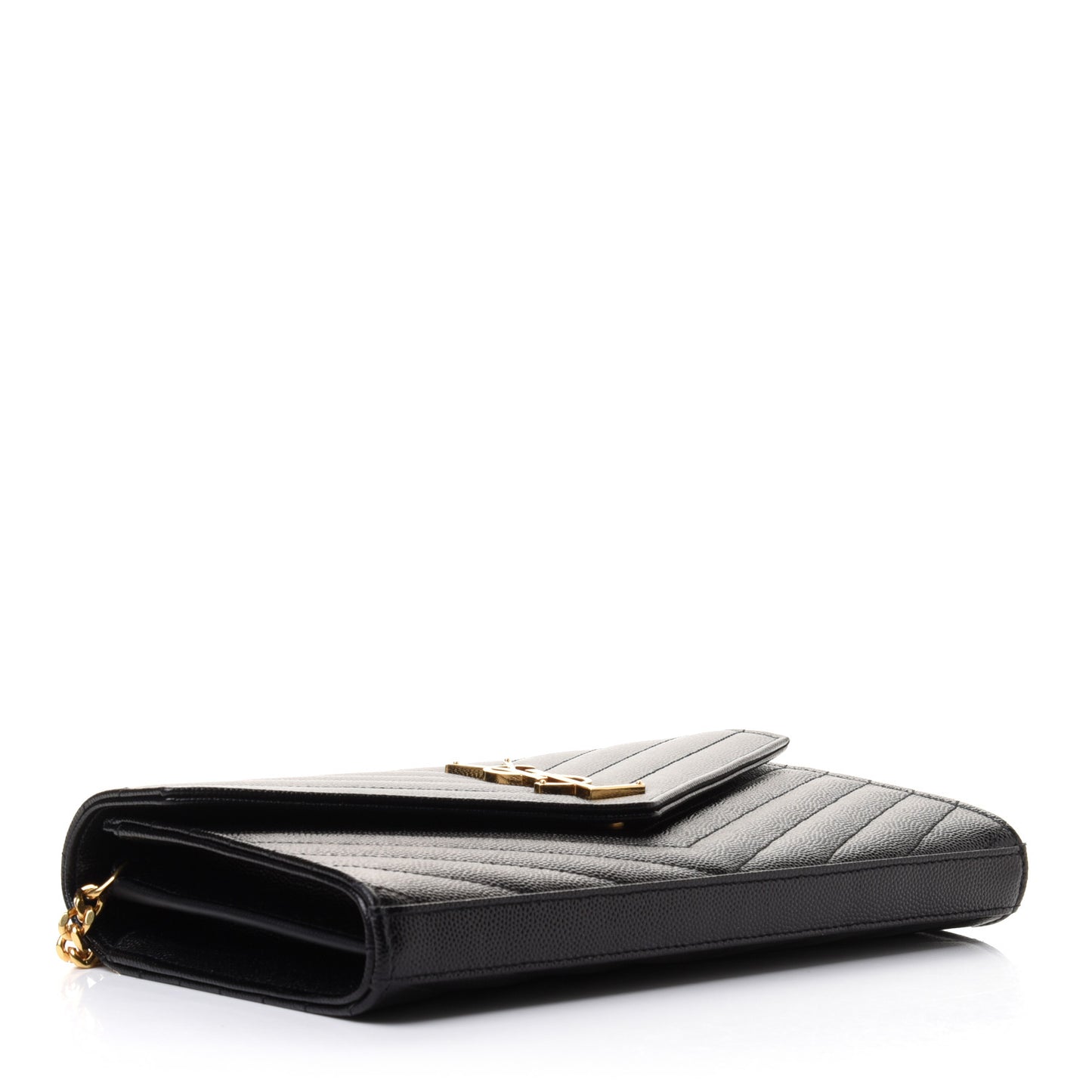 Grain De Poudre Matelasse Chevron Monogram Chain Wallet Black