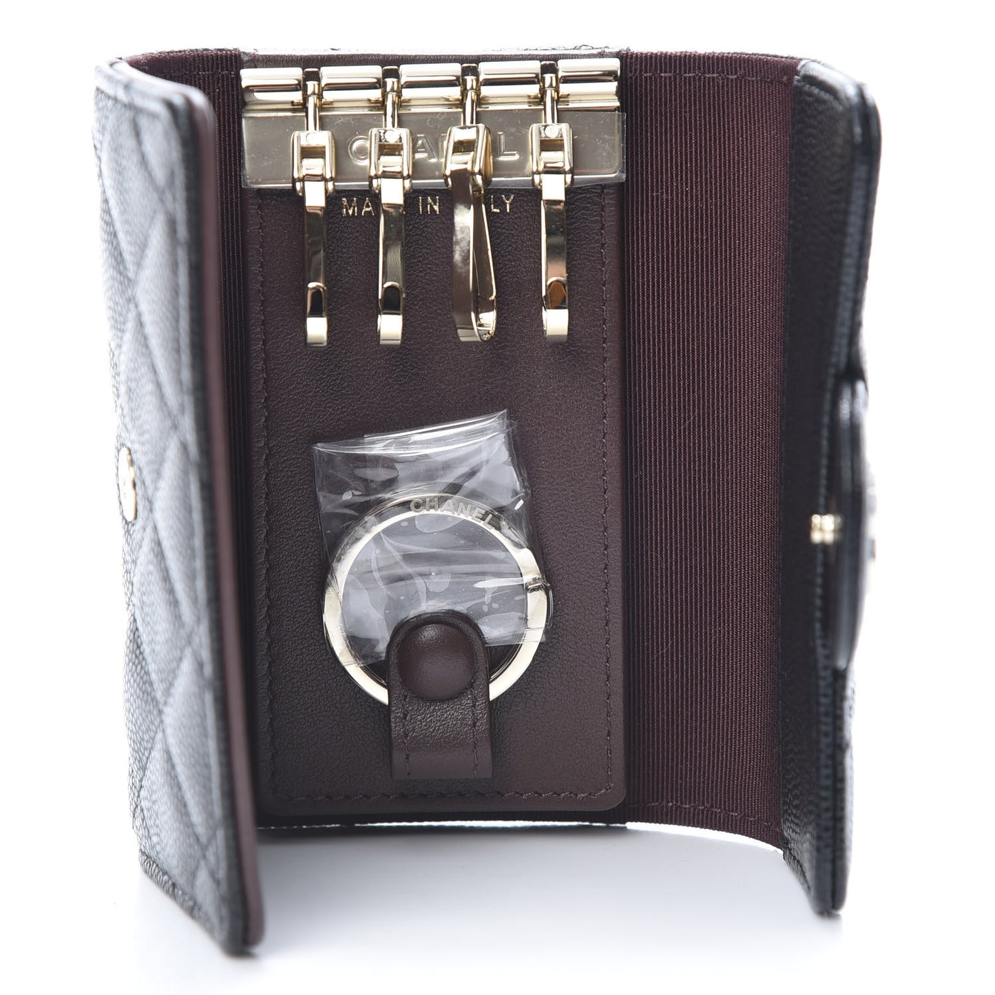 Caviar Quilted Classic 4 Key Holder Wallet Black