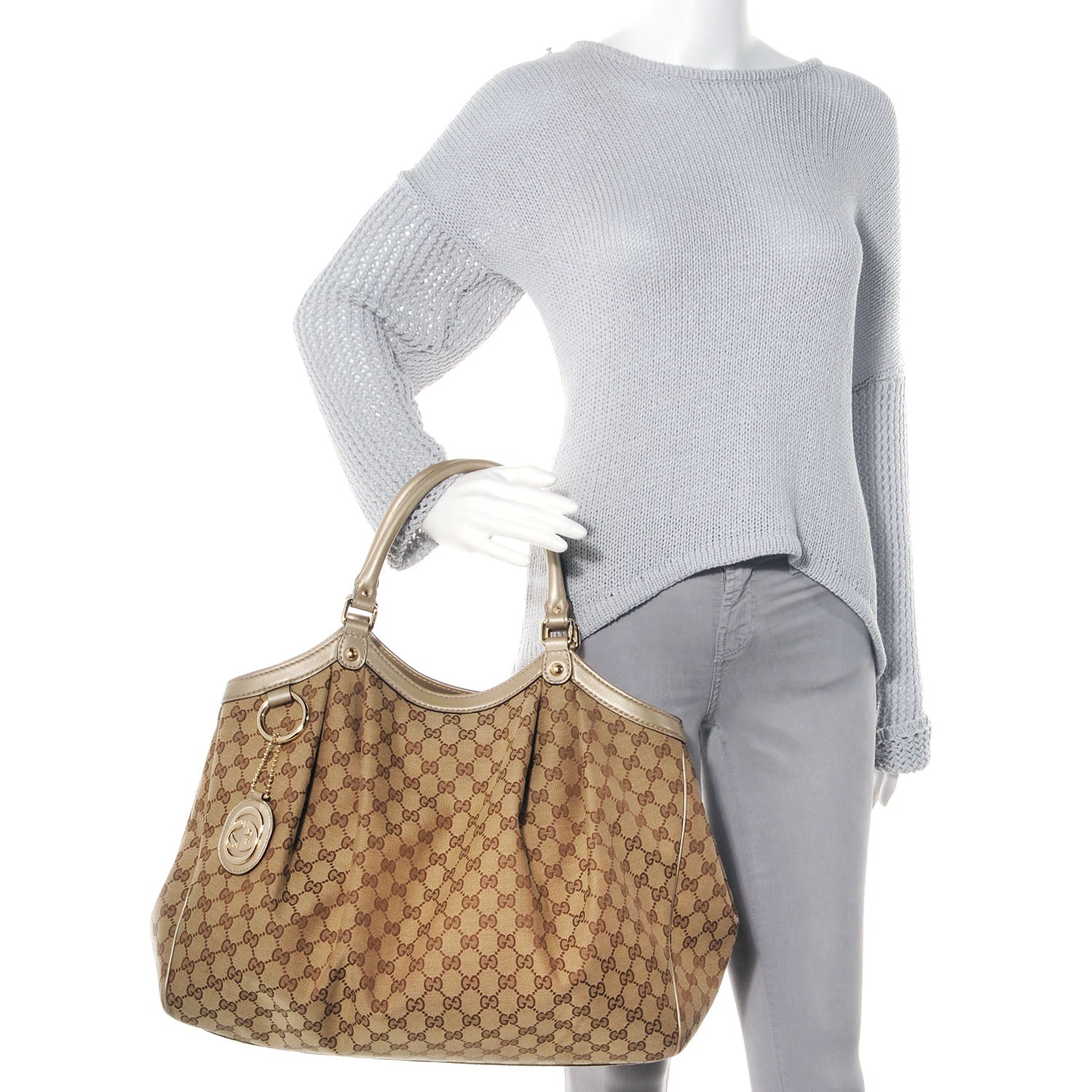 Gucci Monogram Large Sukey Tote Beige Champagne 2 of 8