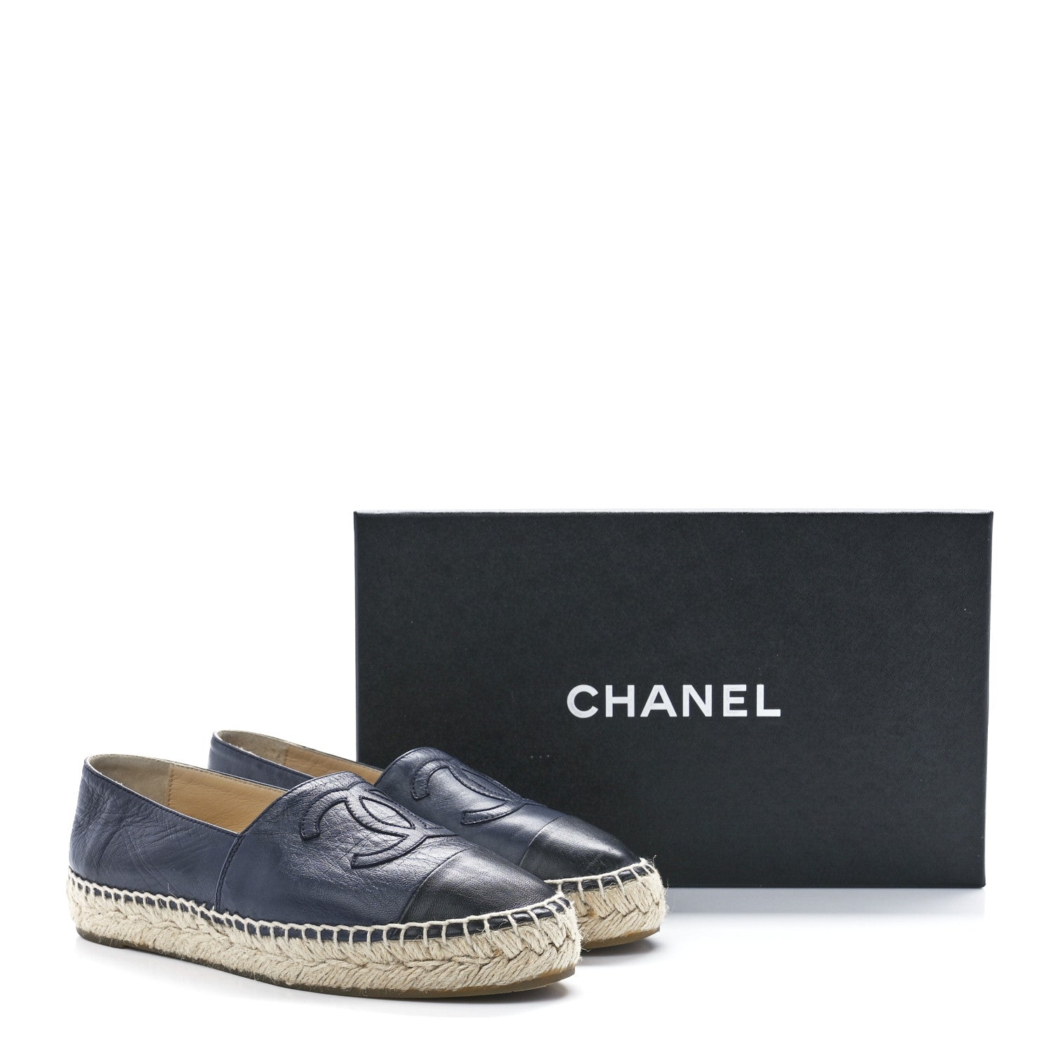 Chanel Lambskin CC Espadrilles 35 Navy Black 1219143 – FASHIONPHILE