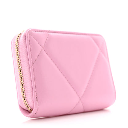 Chanel Lambskin Quilted Chanel 19 Zip Around Coin Purse Wallet Light Pink 3 of 9