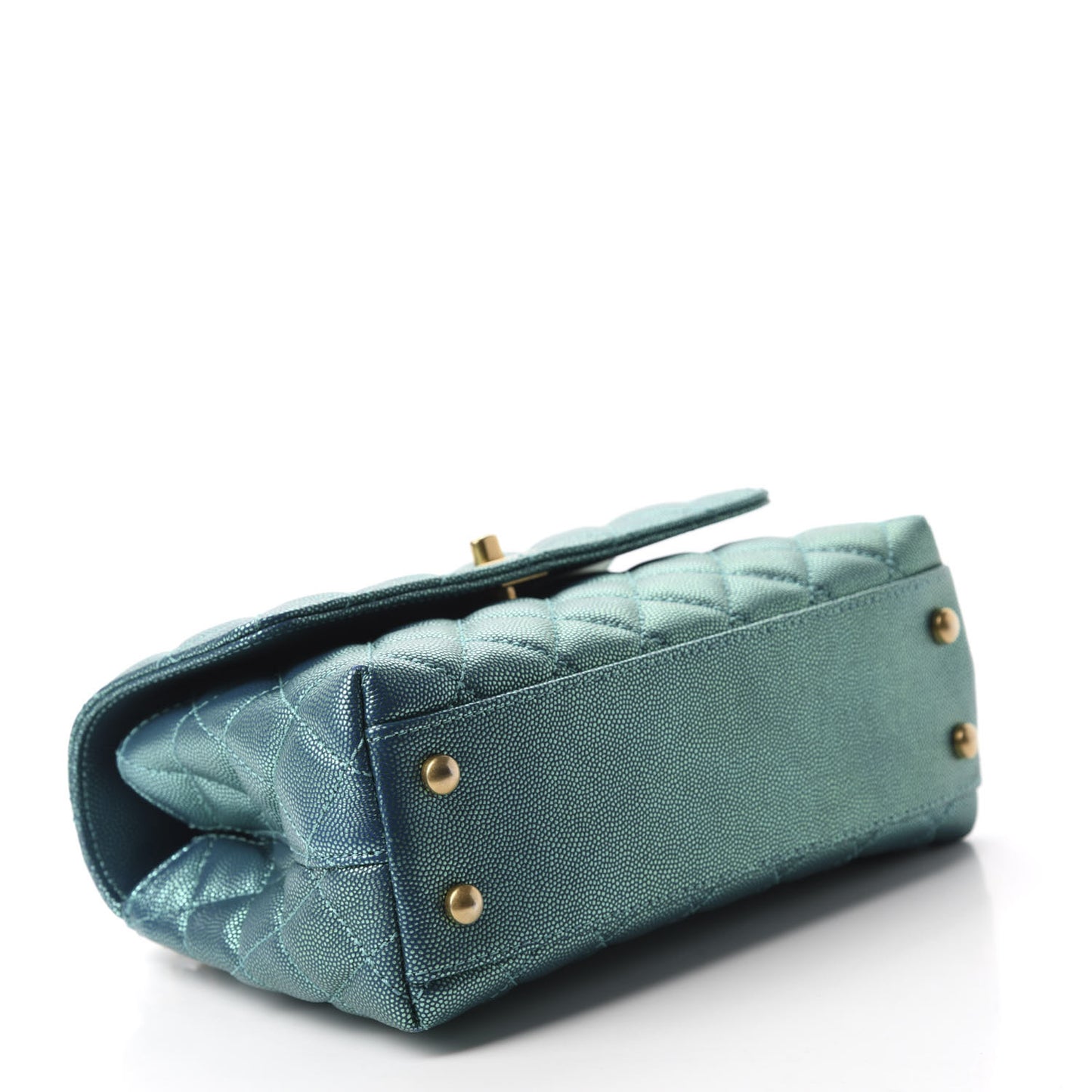 Metallic Caviar Quilted Mini Coco Handle Flap Blue