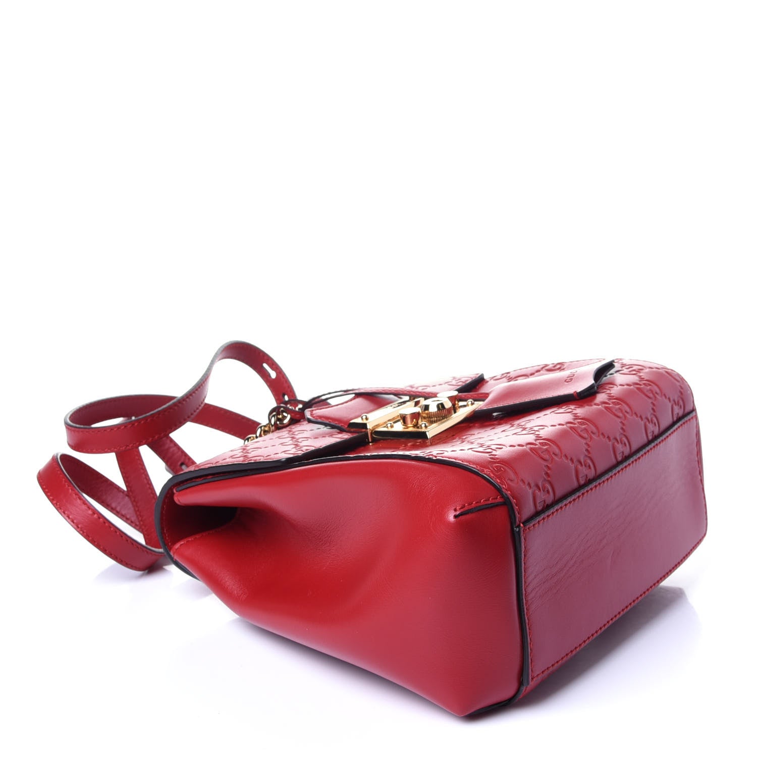 Gucci Guccissima Signature Padlock Backpack Hibiscus Red 3 of 14