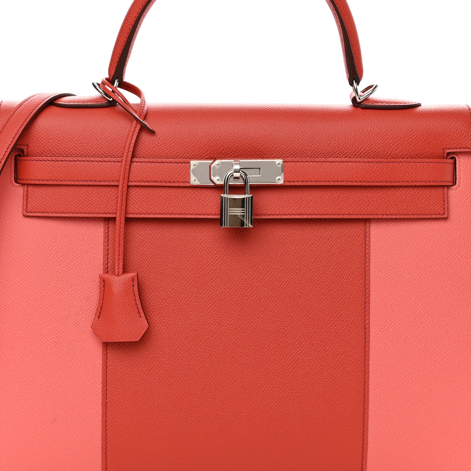 Hermes Epsom Kelly Flag Sellier 35 Corail Flamingo Pink 8 of 13