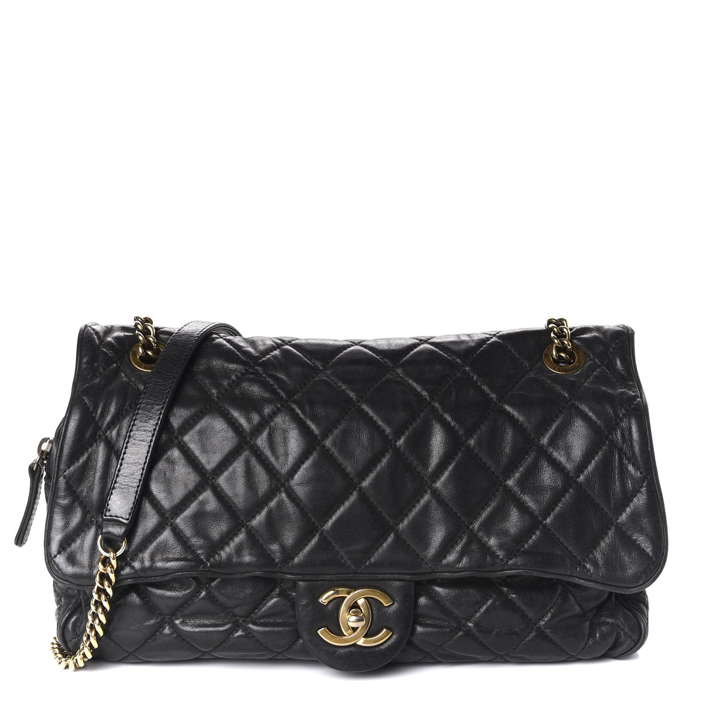 Iridescent Calfskin Quilted Maxi Shiva Flap Black