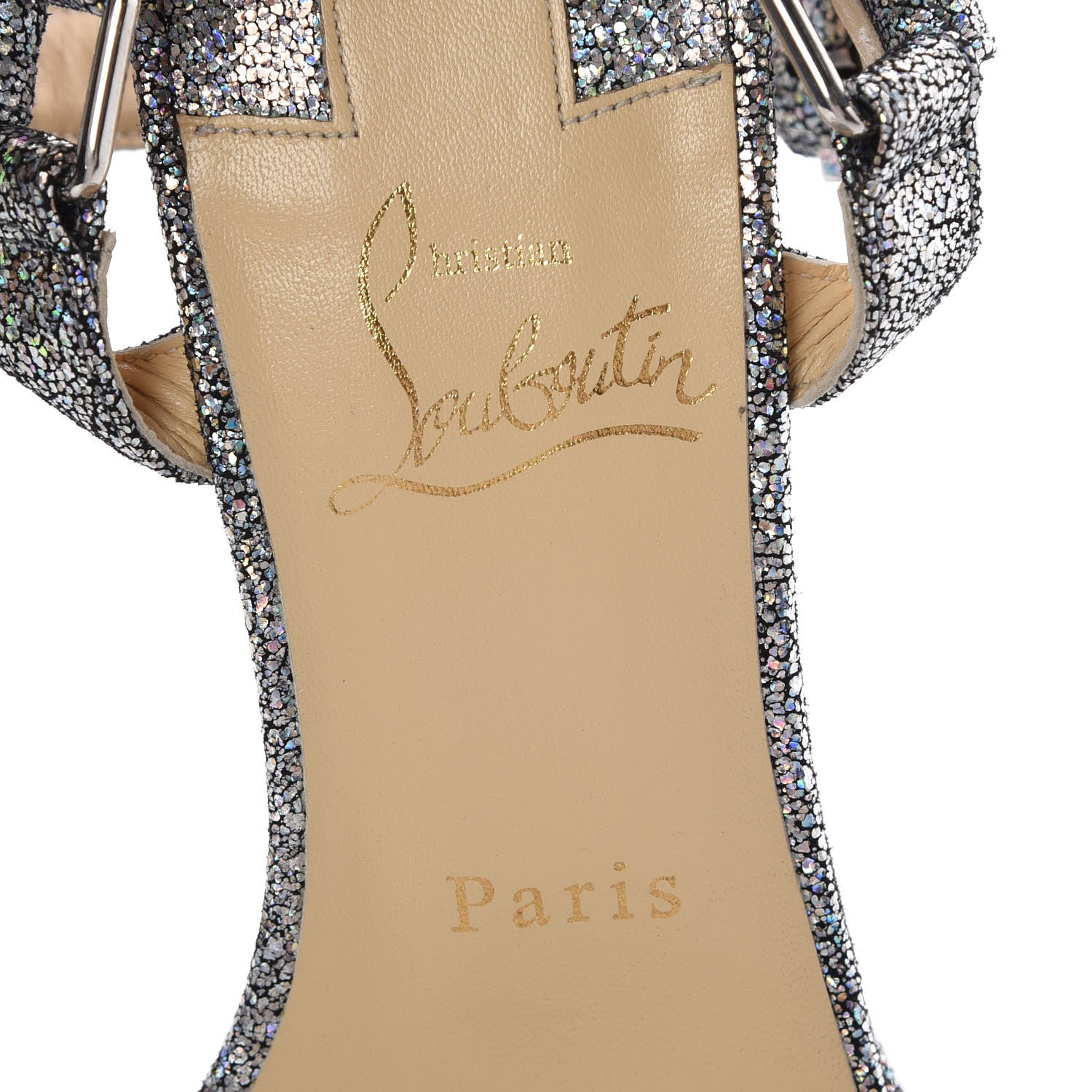Christian Louboutin Nappa Mica Pyraclou 110 Wedge Sandals 38 Silver 6 of 8