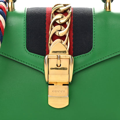 Gucci Vitello Fontanella Web Mini Sylvie Top Handle Bag Synthetic Green Garden 7 of 17