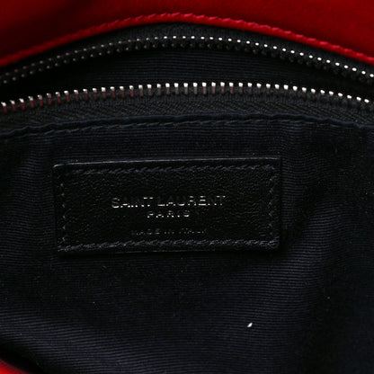 Saint Laurent Lambskin Quilted Medium Loulou Puffer Monogram Chain Satchel Red 7 of 14
