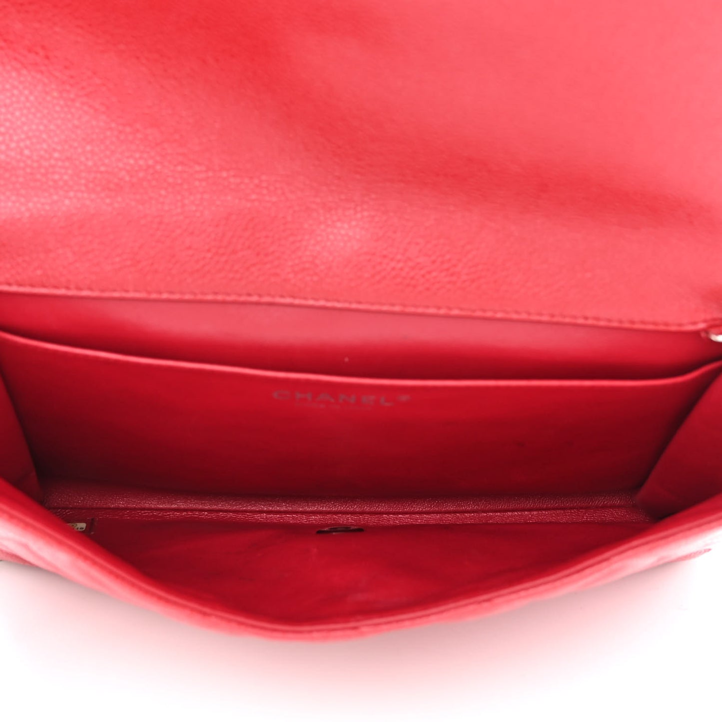 Caviar Quilted Clutch With Chain Flap Red