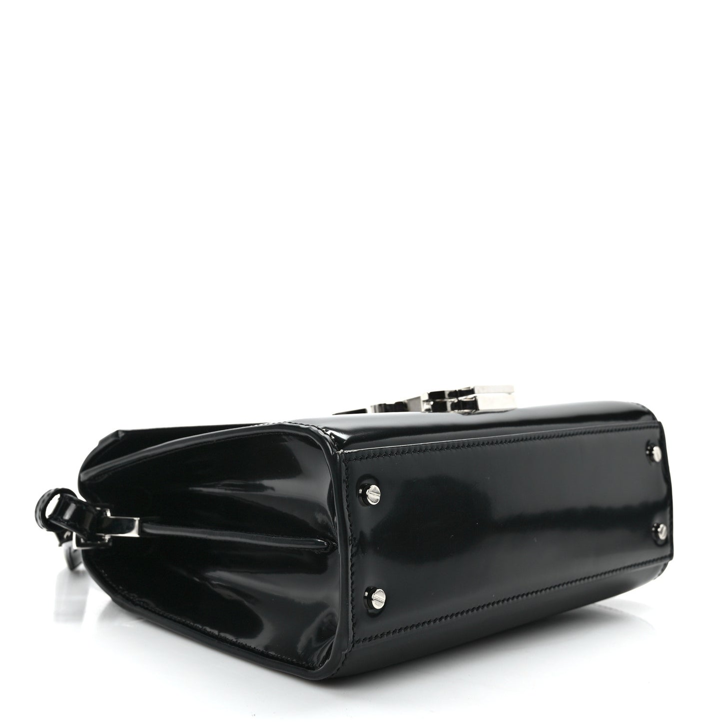 Glazed Calfskin Mini Classic Monogram Cassandra Top Handle Black