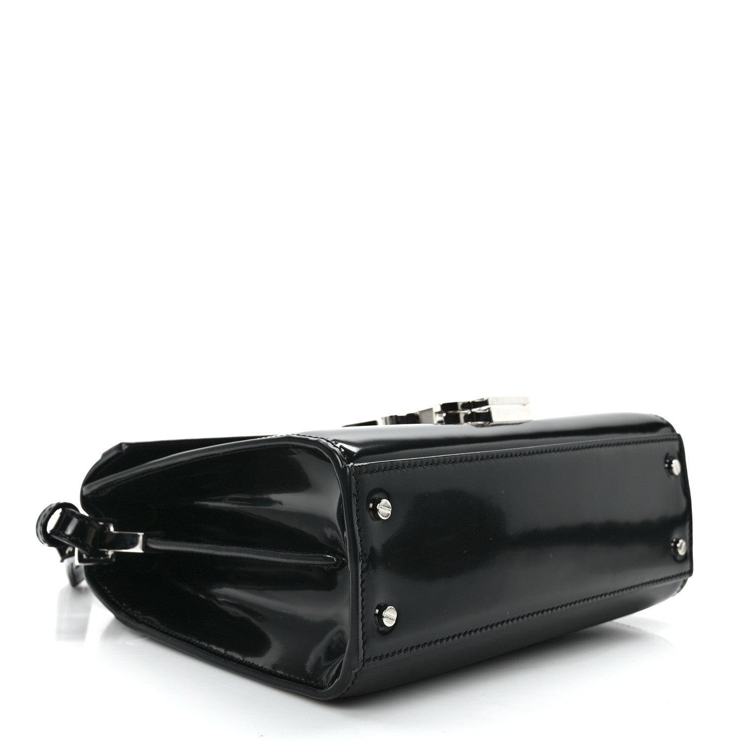 Saint Laurent Glazed Calfskin Mini Classic Monogram Cassandra Top Handle Black 4 of 14