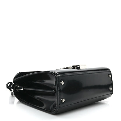 Saint Laurent Glazed Calfskin Mini Classic Monogram Cassandra Top Handle Black 4 of 14
