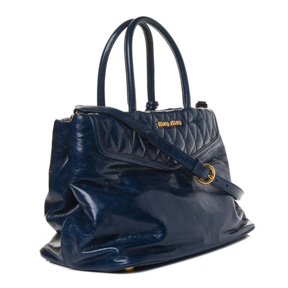Miu Miu Vitello Shine Trapuntata Top Handle Tote Bluette 3 of 6