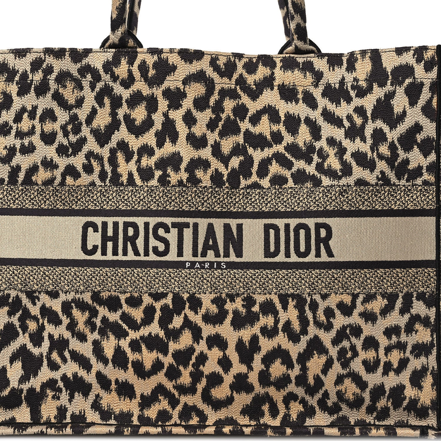 Christian Dior Canvas Mizza Embroidered Large Leopard Book Tote