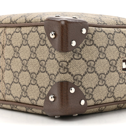 Gucci GG Supreme Monogram Textured Calfskin Square Messenger Bag Beige Ebony New Acero 9 of 13
