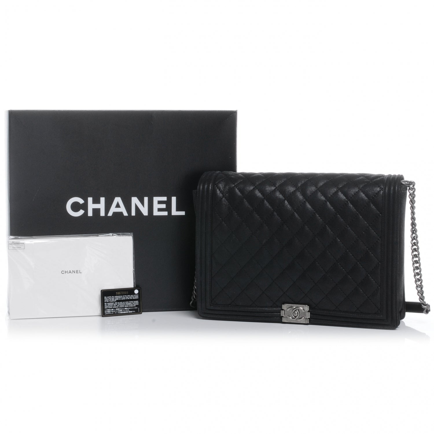 Chanel Iridescent Calfskin Quilted Large Gentle Boy Flap Black 5 of 8
