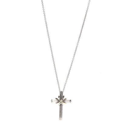 Tiffany Sterling Silver 18K Yellow Gold Cross Pendant Necklace 1 of 7