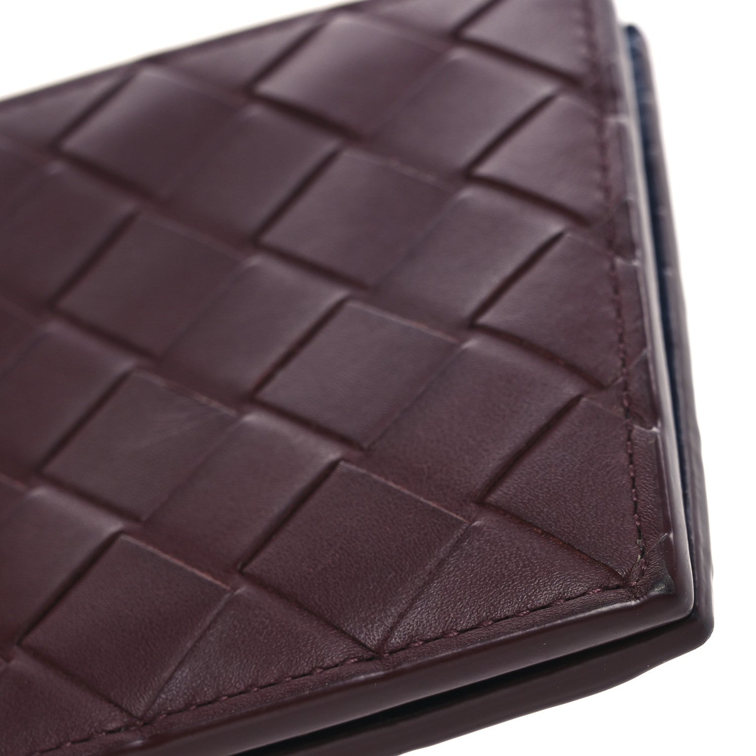 Bottega Veneta Nappa Maxi Intrecciato Bi-Fold Wallet Burgundy Blue 8 of 8