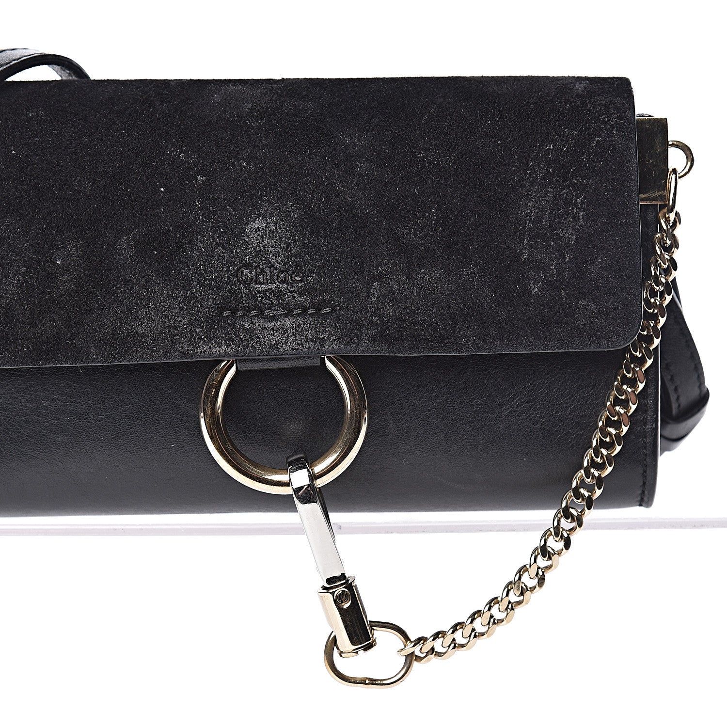 Chloe Suede Calfskin Mini Faye Shoulder Bag Black 21 of 22
