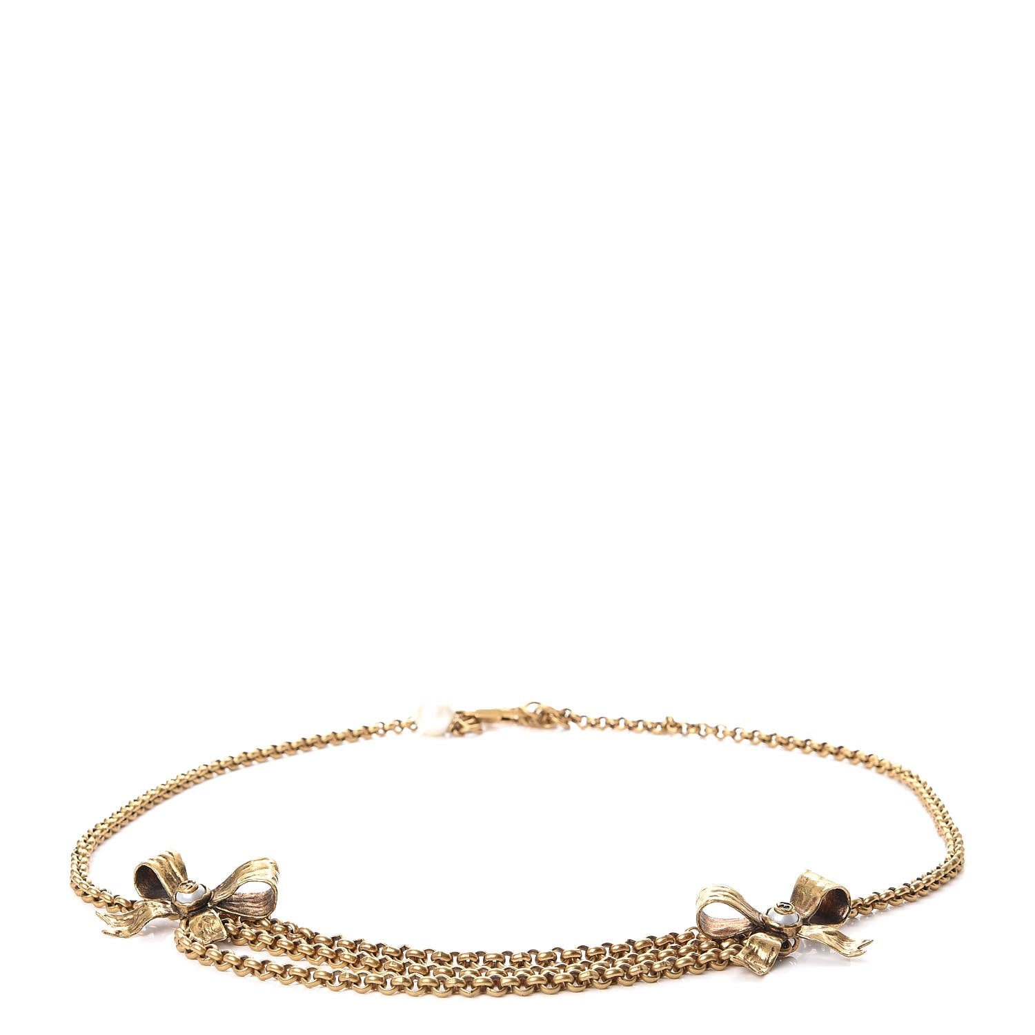 Gucci Chain GG Bow Belt Antique Gold 1 of 6