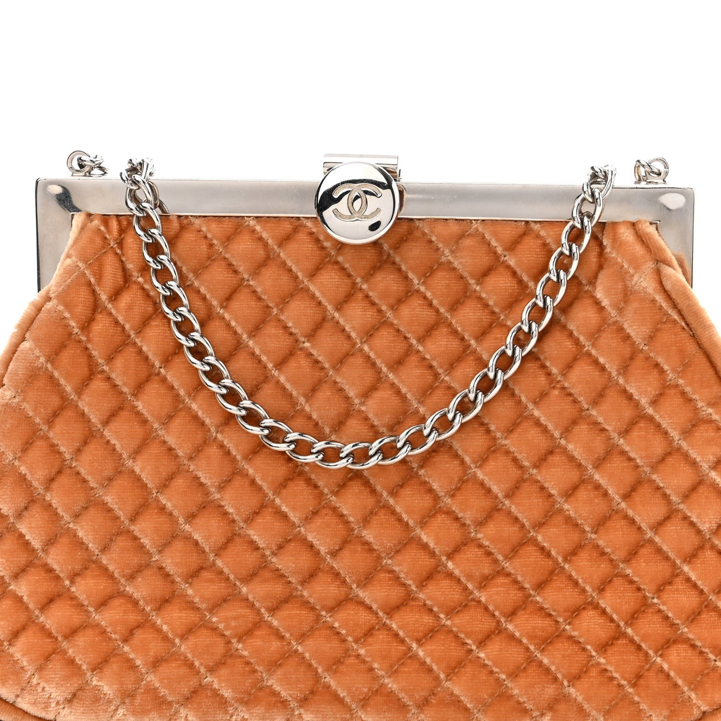 Velvet Quilted Kiss Lock Bag Orange