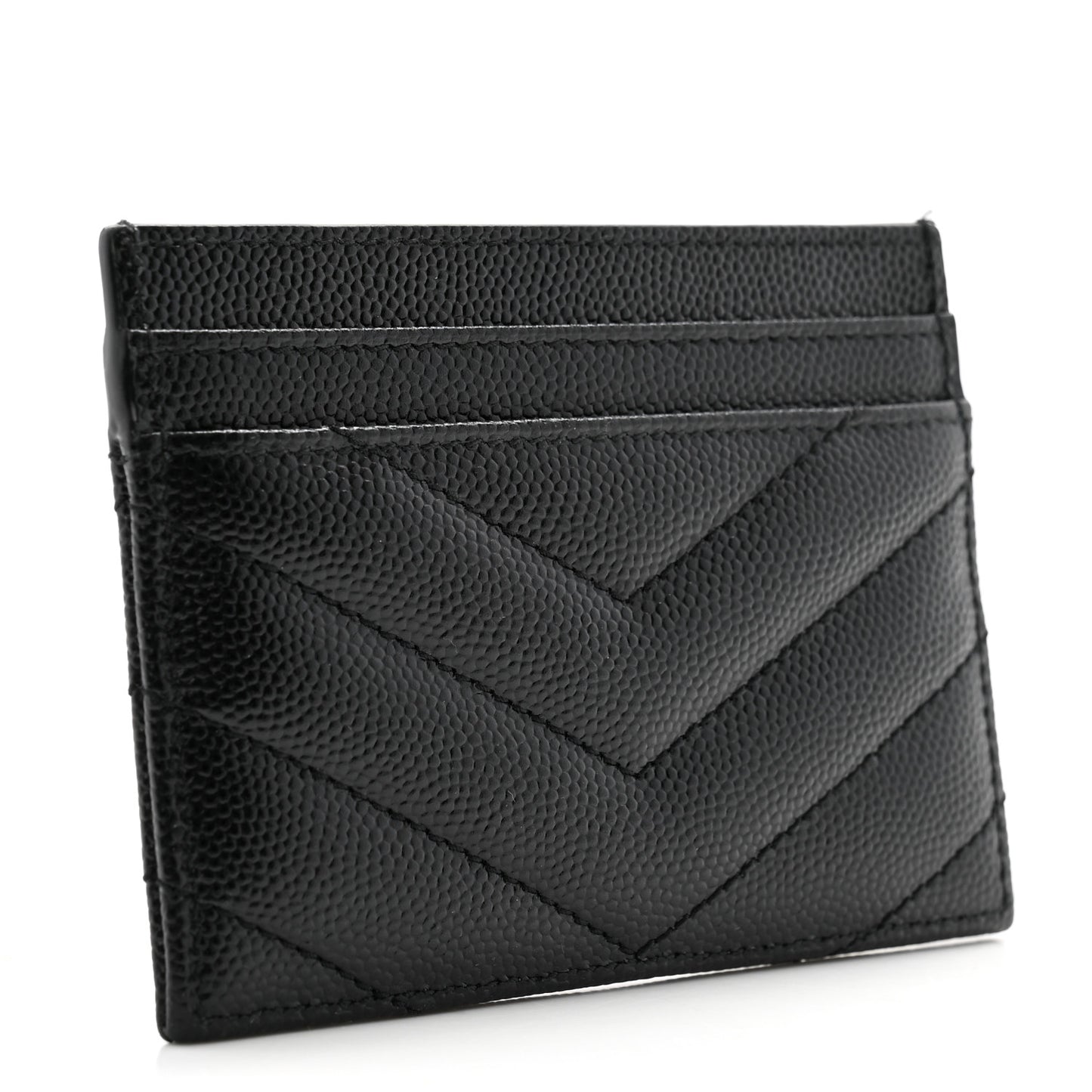 Grain De Poudre Matelasse Chevron Monogram Credit Card Case Black