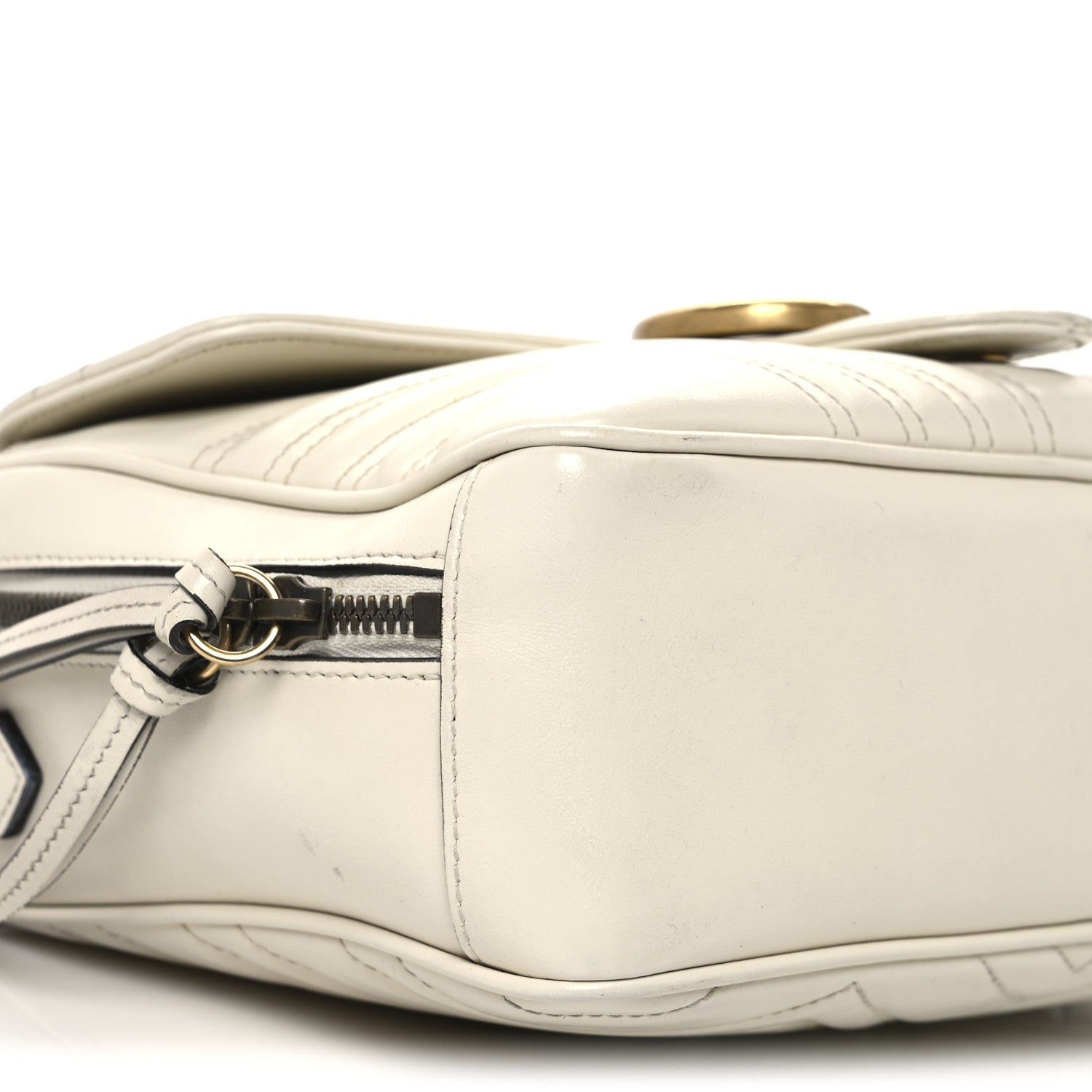 Gucci Calfskin Matelasse Sylvie Web Small GG Marmont Top Handle Shoulder Bag White 9 of 13