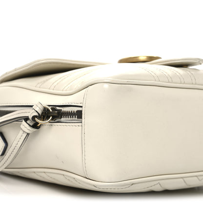 Gucci Calfskin Matelasse Sylvie Web Small GG Marmont Top Handle Shoulder Bag White 9 of 13