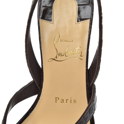 Christian Louboutin Calfskin Crocodile Embossed Taralita 85 Thong Sandals 36.5 Brown 6 of 11