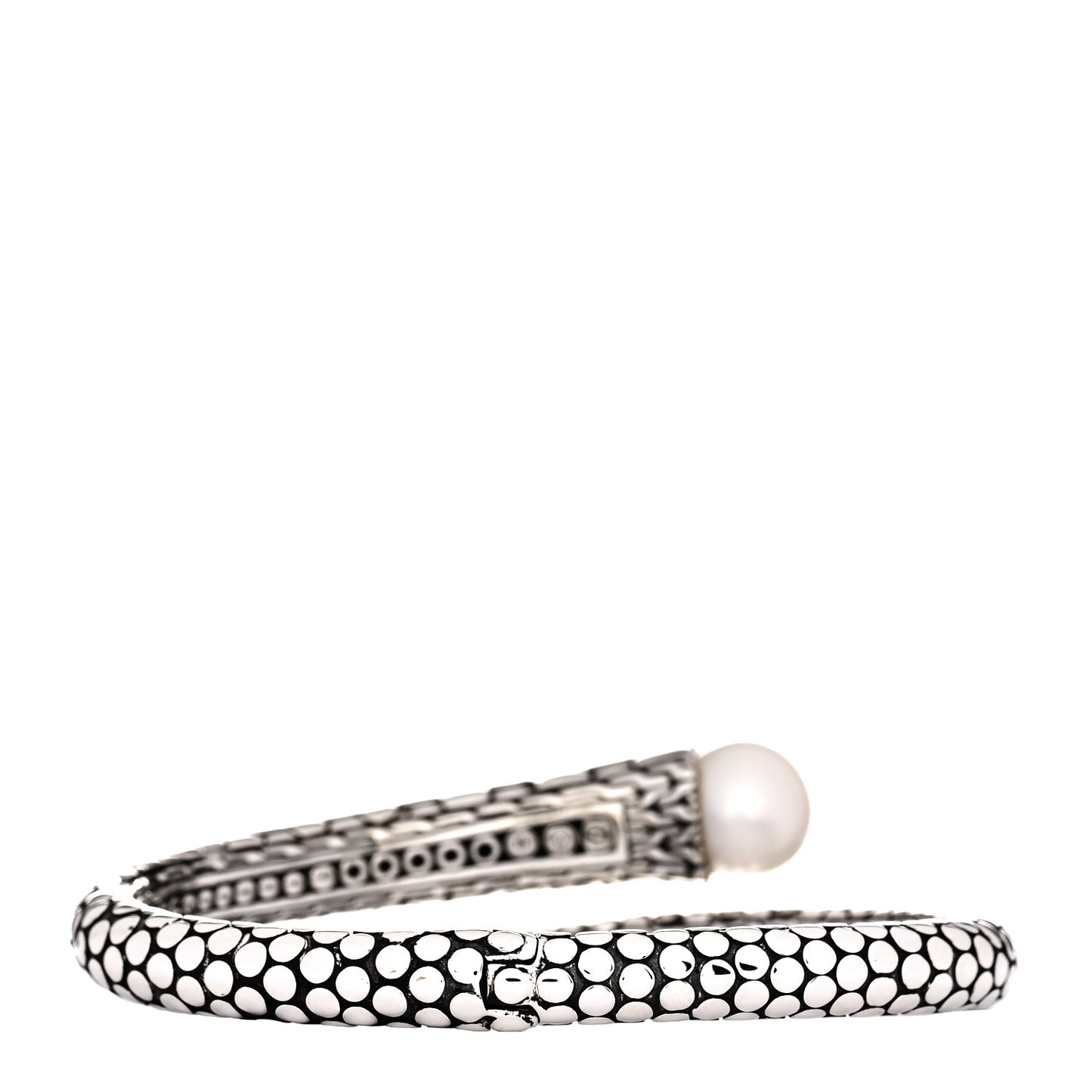 Sterling Silver Diamond Pearl Dot Kick Cuff Bracelet