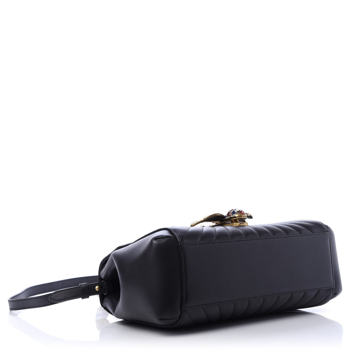 Calfskin Bamboo Trapuntata Queen Margaret Top Handle Bag Black