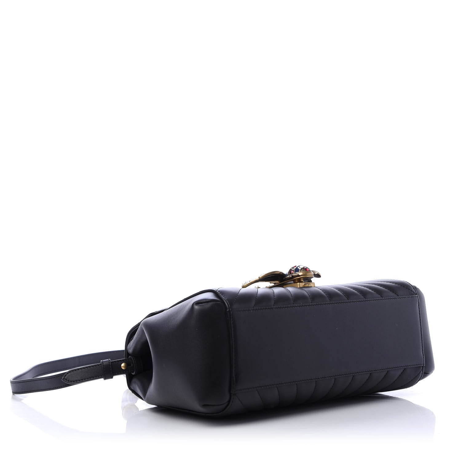 Gucci Calfskin Bamboo Trapuntata Queen Margaret Top Handle Bag Black 4 of 13