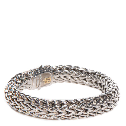 John Hardy Sterling Silver 18K Gold Pave Diamond Large Classic Chain 12mm Clasp Bracelet size Medium 3 of 7