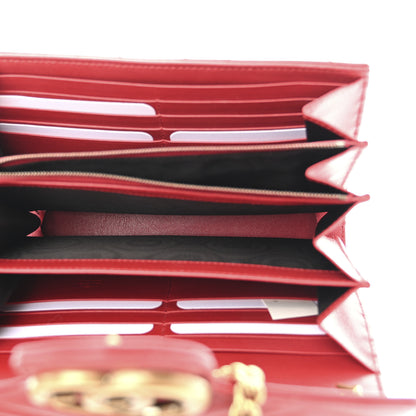 Gucci Calfskin Matelasse GG Marmont Chain Wallet Hibiscus Red 5 of 12