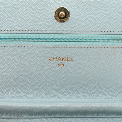 Chanel Caviar Quilted Wallet On Chain WOC Light Blue 6 of 18