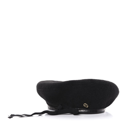 Gucci Felt Embroidered GG Patch Beret Hat Black 3 of 5