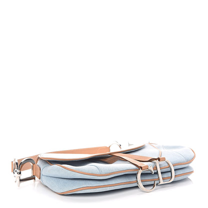 Christian Dior Denim Calfskin Double Saddle Bag Light Blue 4 of 11