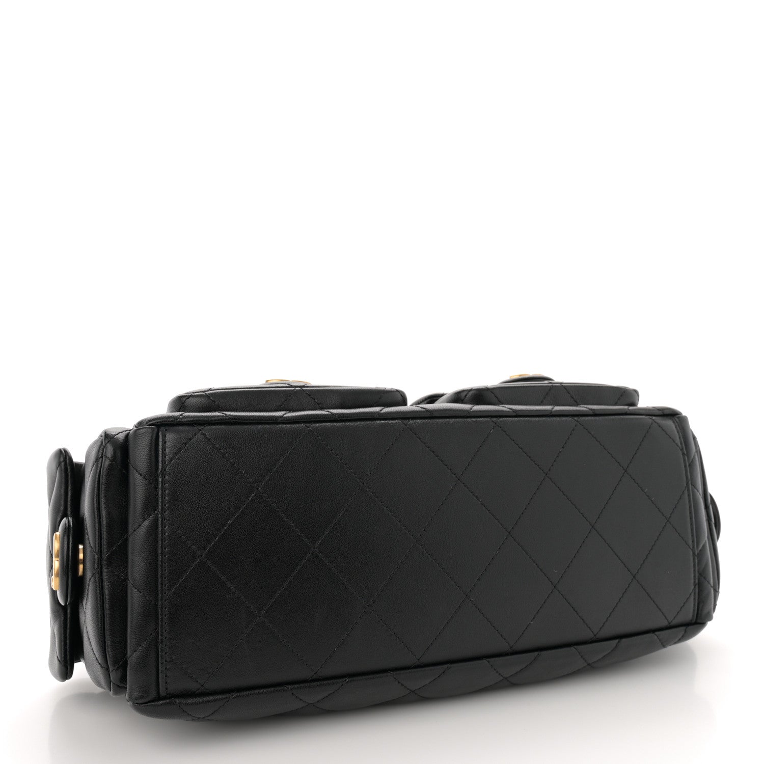 Chanel Shiny Lambskin Quilted Trendy Pockets Hobo Black 4 of 11